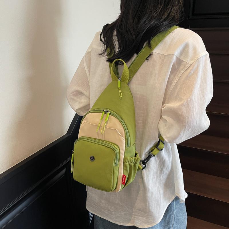 Damen Kleiner Rucksack Multifunktionale Brusttasche Kontrastfarbe Outdoor Schulter Umhängetasche