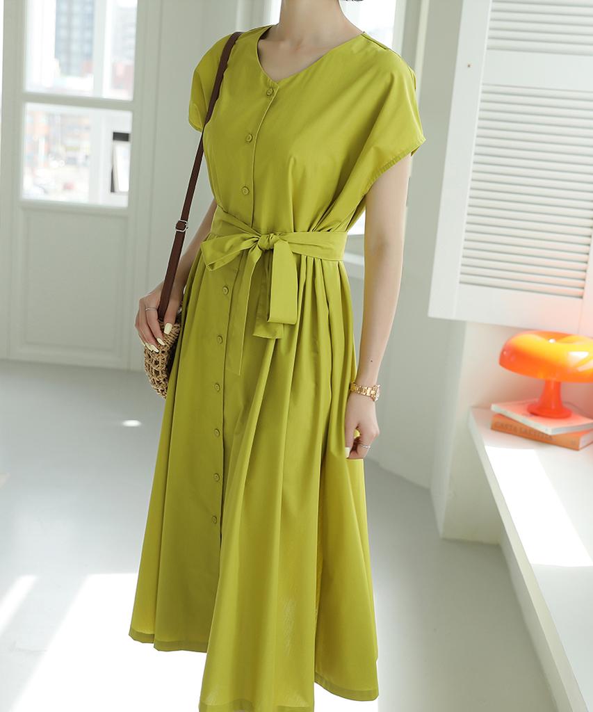 Ppaeppae Button Ribbon Strap Long Dress