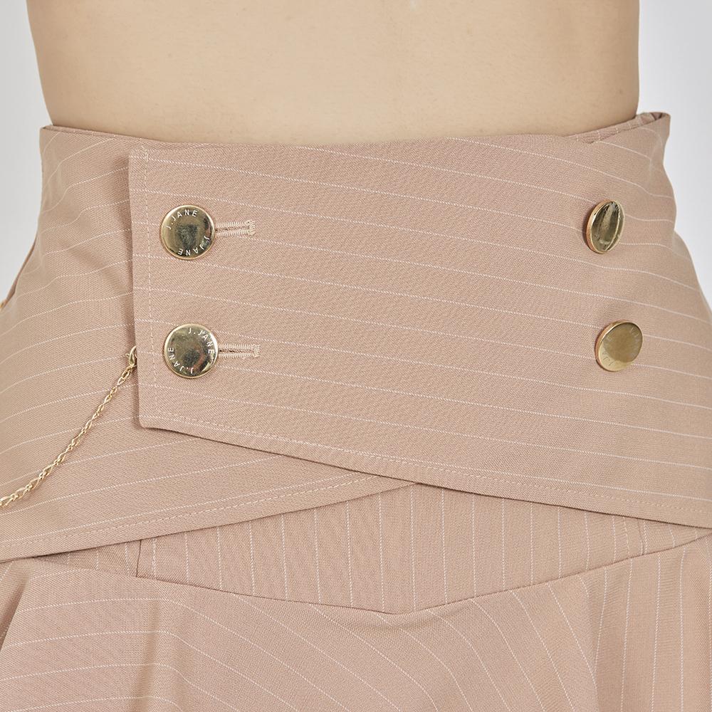 J Jane Double Button Striped Culottes (Beige)