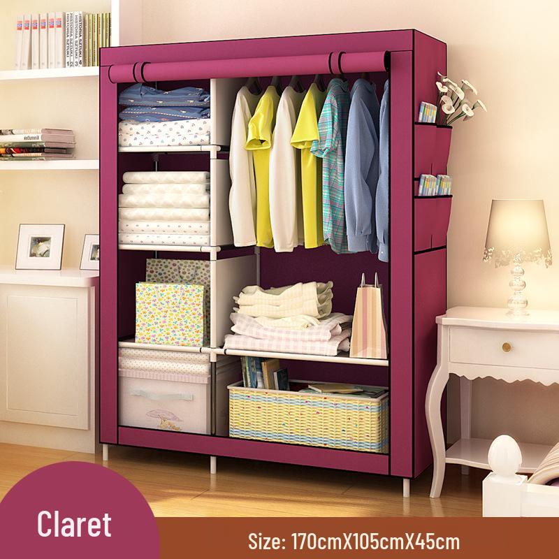 Moderne minimalistische Stoffgarderobe: Einfach zu montierender Aufbewahrungsschrank für das Schlafzimmer