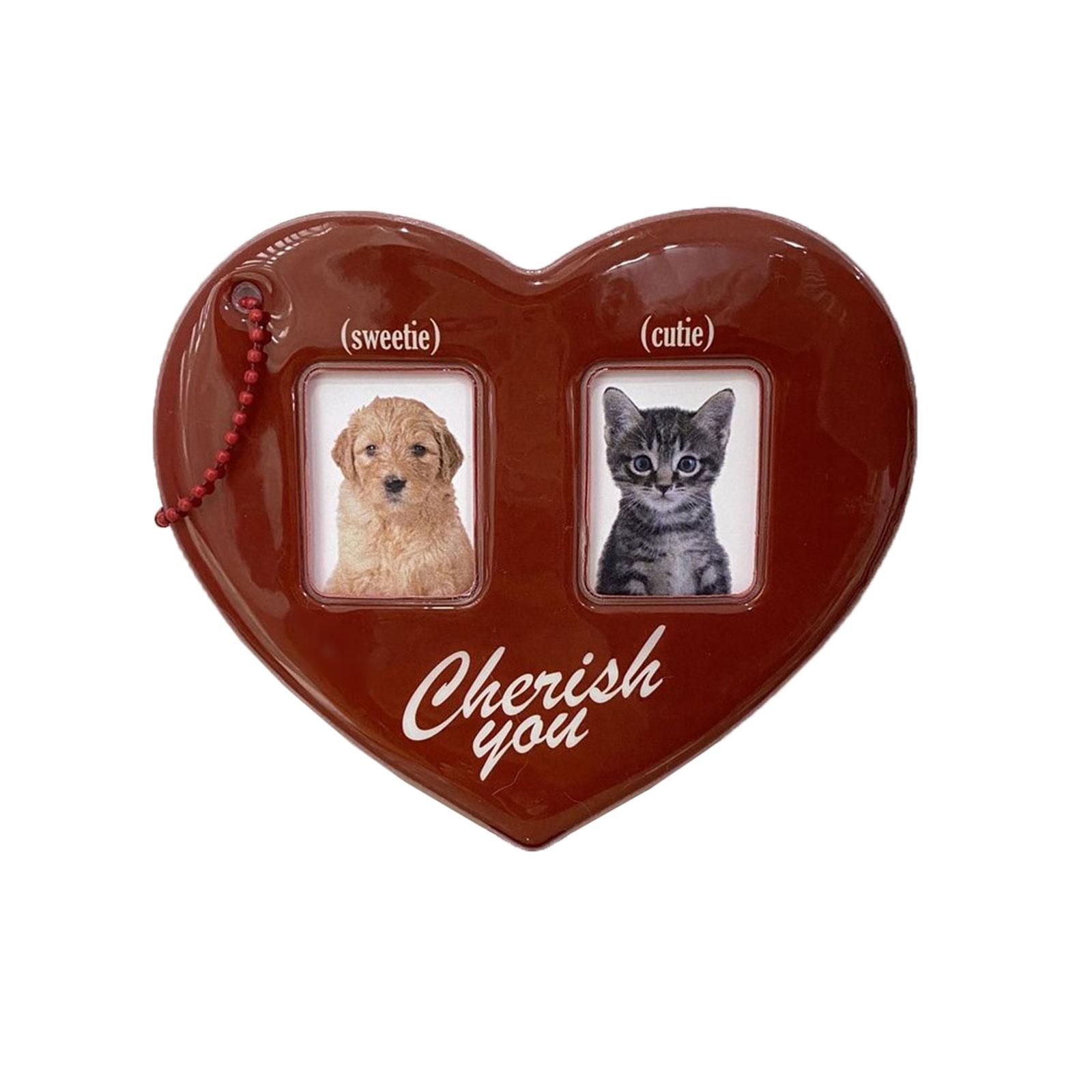 

Red Heart Photocard Holder with Chain Idol Photo Card Holder Couple Photo Protective Display Sleeves Hanging Decoration 1