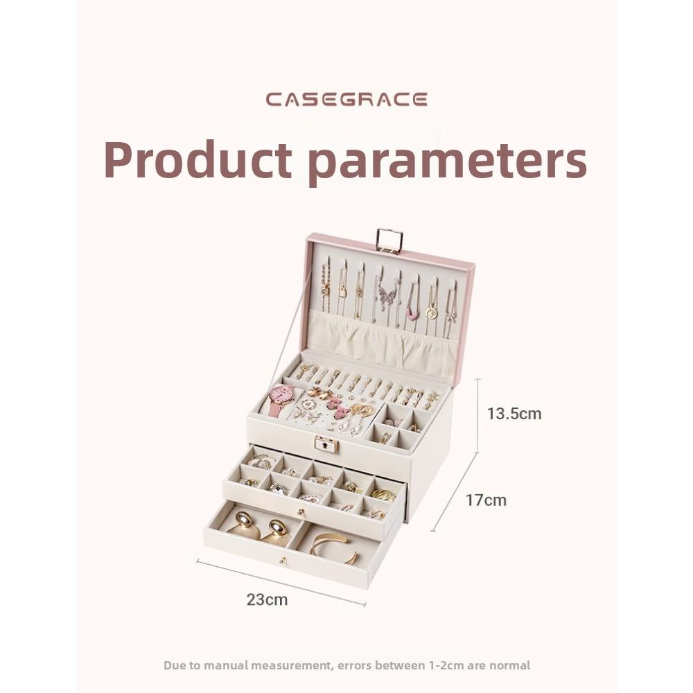 Jewelry Storage Leather Box Multi-layer Large Capacity Drawer Home Jewelry Box Ring Earrings Box Jewelry