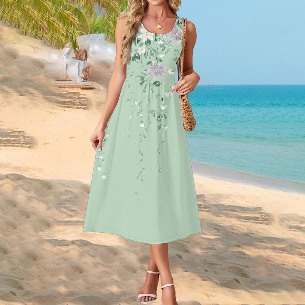 Womens Maxi Dress Floral Maxi Dress Boho Maxi Dress Long Dresses for Women Sleeveless Summer Maxi Dress for Older Women
