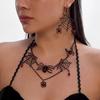 Ornate Halloween Spider Necklace Rhinestone Earring Necklace Set New Gothic Jewelry Set  Cosplay