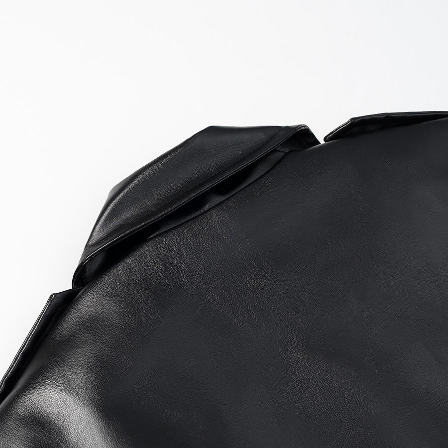 European and American Women's Faux Leather Fashion Trench Coat Jacket