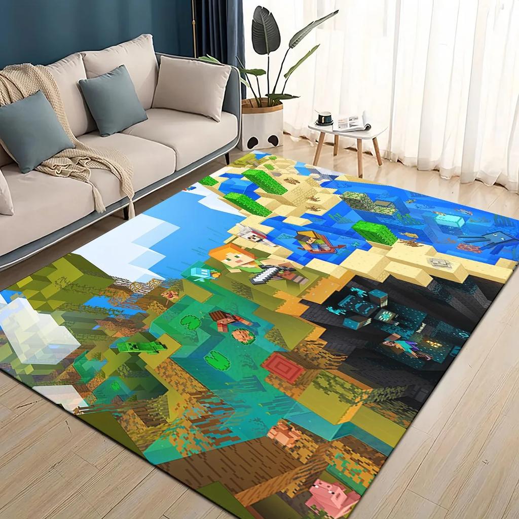3D S-Sandbox Game  Cartoon Area Rug Large,Carpet Rug for Living Room Bedroom Sofa Doormat Decoration,kid Play Non-slip Floor Mat