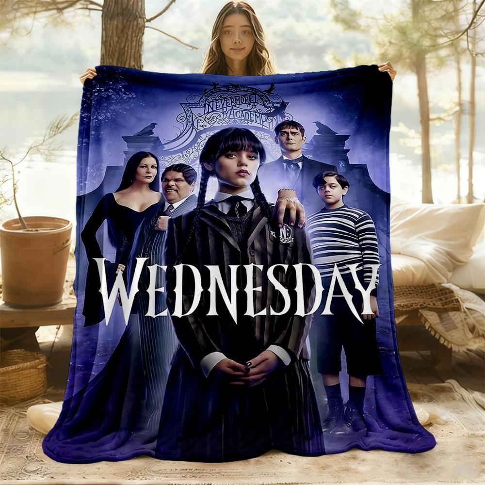 1pc Wednesday Outdoor Blanket Lightweight Flannel, Soft & Warm, All-Season Use for Sofa, Outdoor, Camping, Living Room, Office103