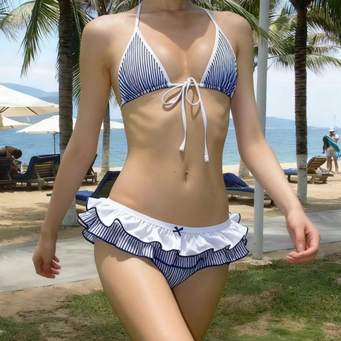 European-American style bikini, sexy stripes, three-point