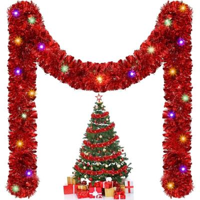 5M Weihnachten Glow Streifen Weihnachten Lametta Girlande DIY Weihnachten Baum Home Party Dekoration LED Banner Treppe Kamin Anhänger