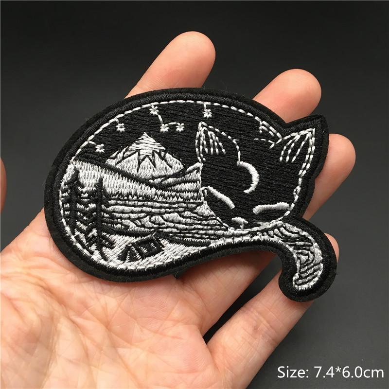 Van Gogh Strijkbare Patches Voor Kleding Berg Oceaan Walvis Borduurpatches Op Kleding Rugzak Stickers Speldjes Applicaties beige