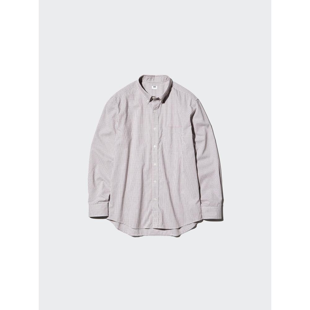 Uniqlo BroadCloth Shirt Long Sleeve Button Down Collar CheCk C