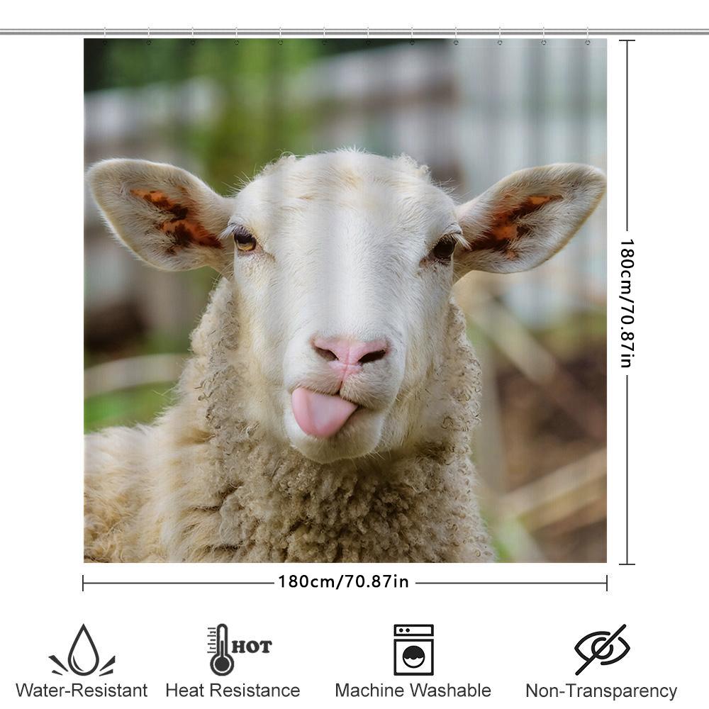 Sheep Fluffy Bathroom Shower Curtain Waterproof Wall Decor Home Decoration Modern Cute Animal Print 3D Customizable Printing