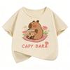 Kawaii Capybara Kids Tshirts Summer Short Sleeve Tees Cartoon Animal Boys Girls Clothes Kawaii Tops Y2K Children T-shirt