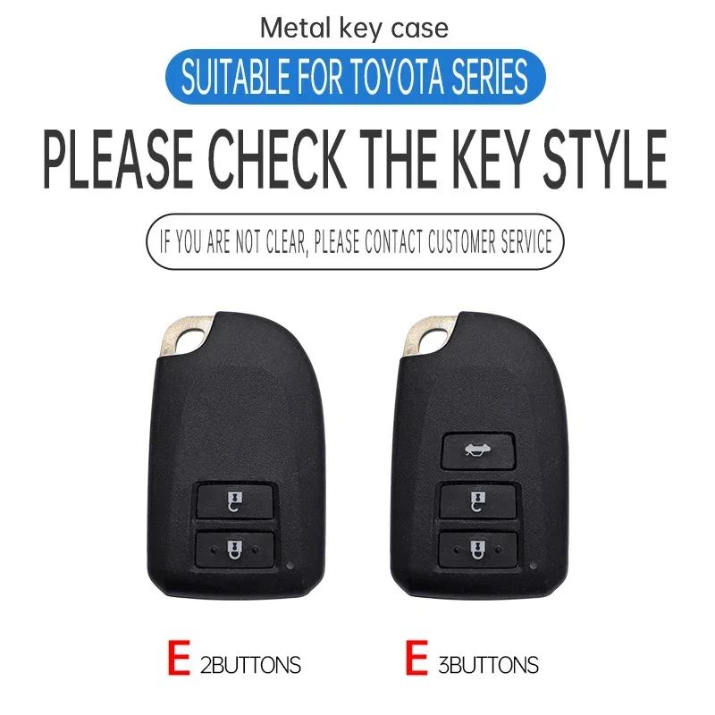 Stylish Zinc Alloy + Leather 2 3 Button Car Key Case for S0 Prado Yaris Vios Previa Protective Case Keyless Car Accessories JH0