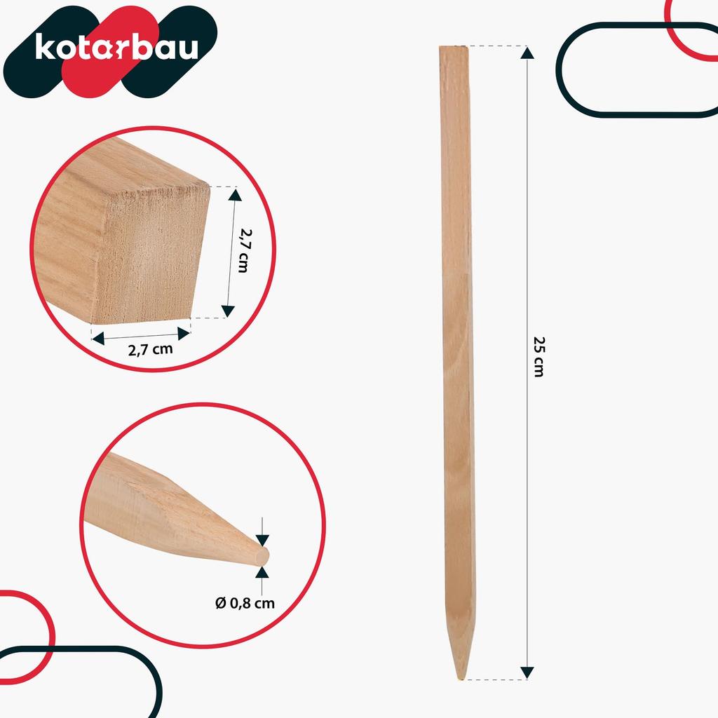 Kotarbau® Wooden Tomato Vegetable Garden Stakes Support For Shrub Trees 25 Cm Set Of 20