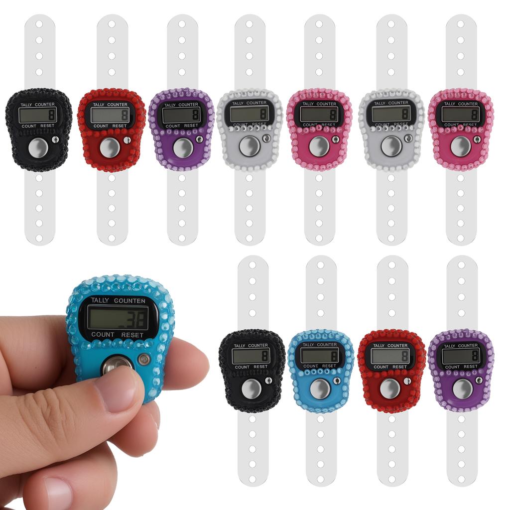 12Pcs Electronic Finger Counter 5 Digit Number Count Clicker LCD Display Finger Pitch Counter for Sports Inventory Teacher