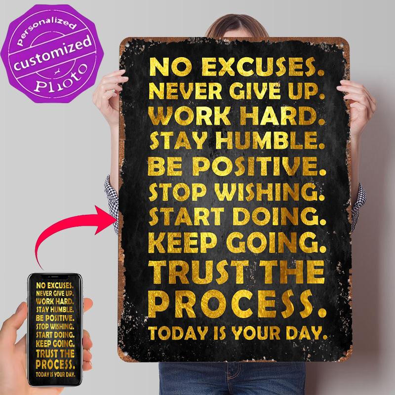 Trust The Process Motivate Tin Poster Customized Wall Art Retro Vintage Metal Signs for Fans Room Mancave Decoration Gaming Home