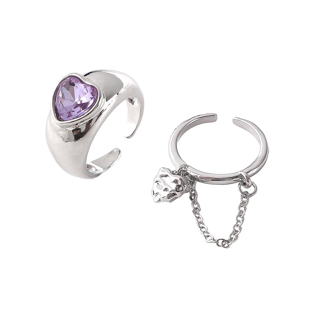 

Кристаллические цепочки с кисточками в форме сердца со стразами, кольца для пальцев, открытые кольца, женские кольца в корейском стиле 2