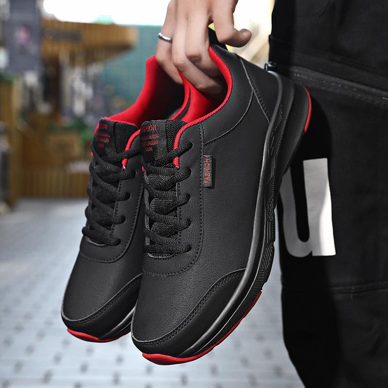 TUINANLE Schwarze Schuhe für Herren, atmungsaktive Laufschuhe, leichte Schnürschuhe, lässige Plateau-Sneakers für Herren