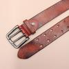 Herren Retro Doppelnaht Echtleder Gürtel - Vielseitig, Langlebiges Rindsleder für Jeans