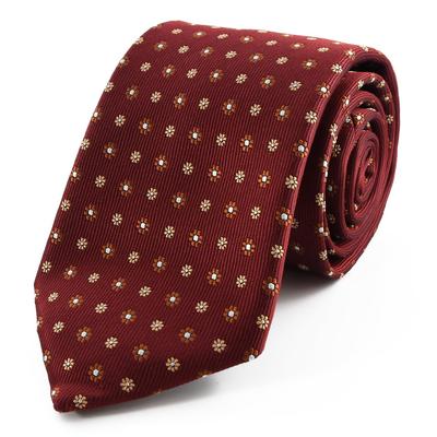 Michiko London Brand Made In Silk Jacquard Small Pattern Necktie, Japan, 100% Weave, (Pattern A Red)