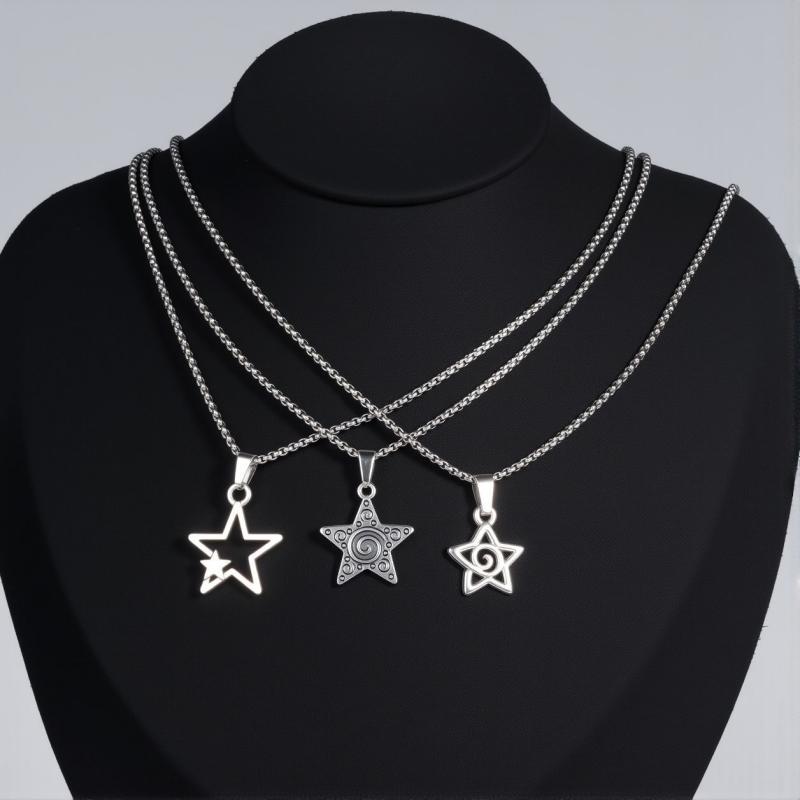 New Pendant Necklaces Unisex Cross Double Star Geometric Minimalist Necklaces Punk Gothic Style Personalized Party Jewelry Gifts
