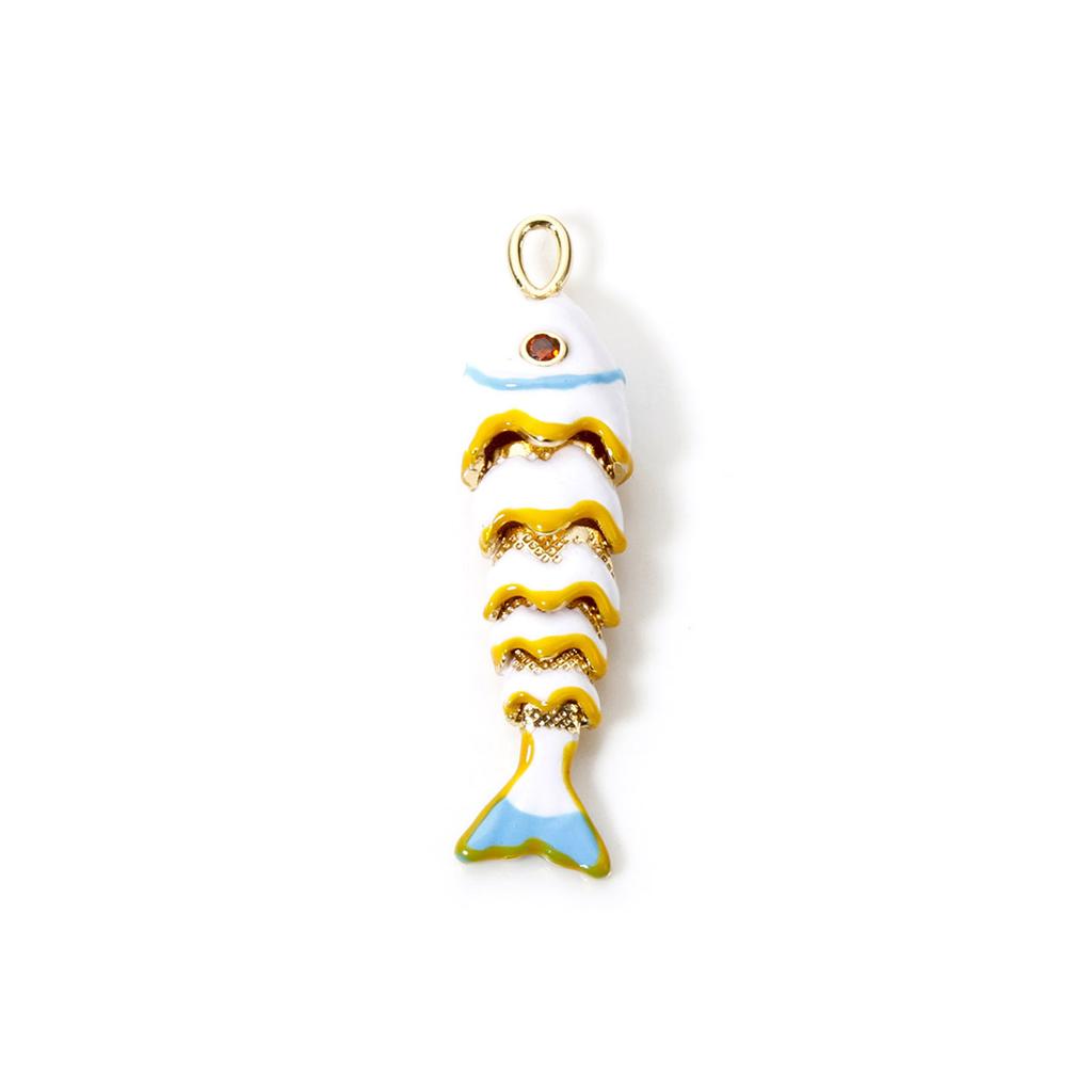 1 Pièce Laiton Océan 3D Émail Poisson Animal Charme Mobile Pendentif Plaqué Or 18K Pour Collier Fabrication DIY 4,1 cm x 1 cm