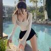 1011 Swimsuit Female Korean Ins Sexy and Thin Belly Cover Split Bikini Bikini Three-piece Long-sleeved Swimsuit