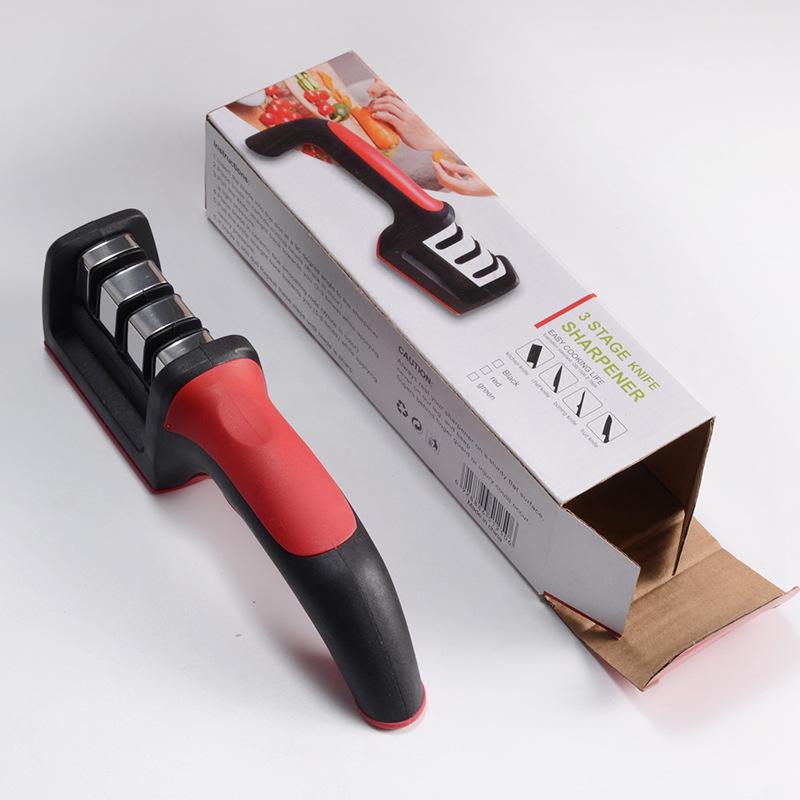 Four-Stage Multifunctional Knife Sharpener with Stone Rod for Household Use