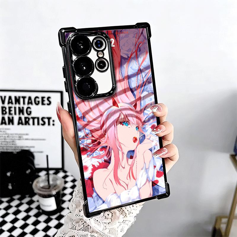 Darling Zero Two 02 Anime Plating Phone Case For Samsung Galaxy S24 S25 FE S26 Edge S23 Ultra S22 S21 Plus S20 Anti-Fall Airabag