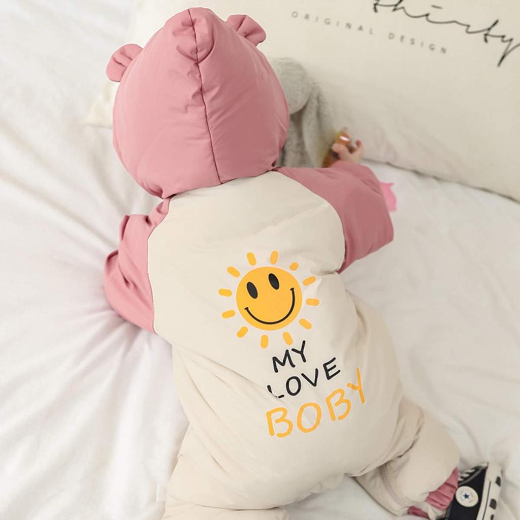 Famuka Baby Coverall Cute Newborn Long Sleeve Winter Warm Ski School Baby Shower 100th Day Sizes 90cm Jumpsuit, Kids' Clothes, Wear, Thick, Wear,
