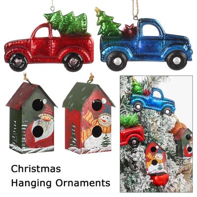 Clause Snowman Truck Car Pendants Xmas Tree Decorations Christmas Hanging Ornaments House Shape