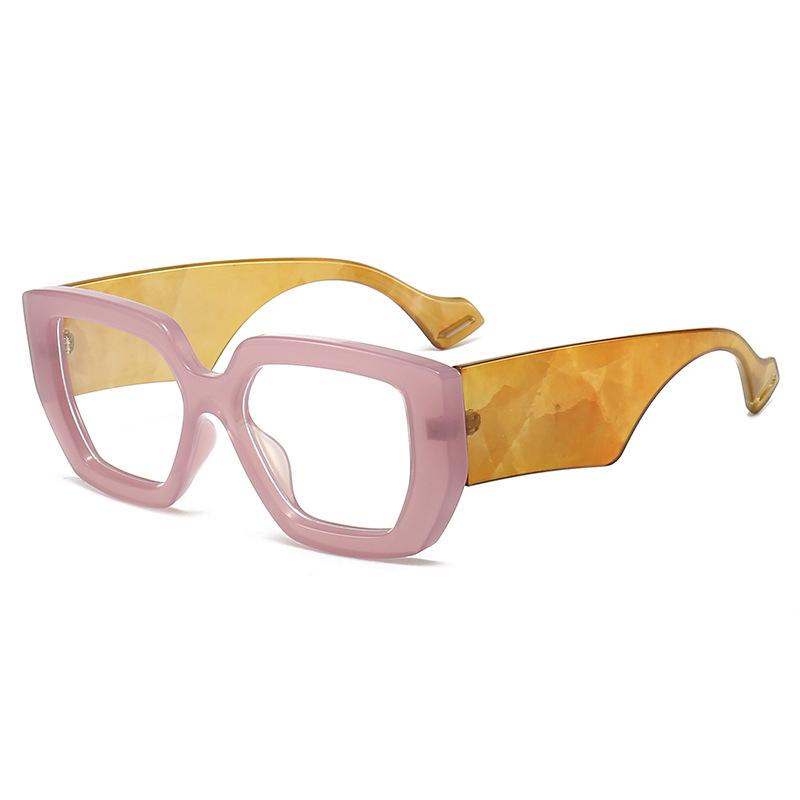 Trendy Thick Frame Oversized Square Glasses Women Men Colorful Wide Legs Eyewear Frame Female Green Optical Transparent Lens