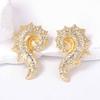 Ocean Cold Wind Light Luxury High-end Design Sense Exaggerated Alloy Inlaid Zircon Unique Conch Female Stud Earrings