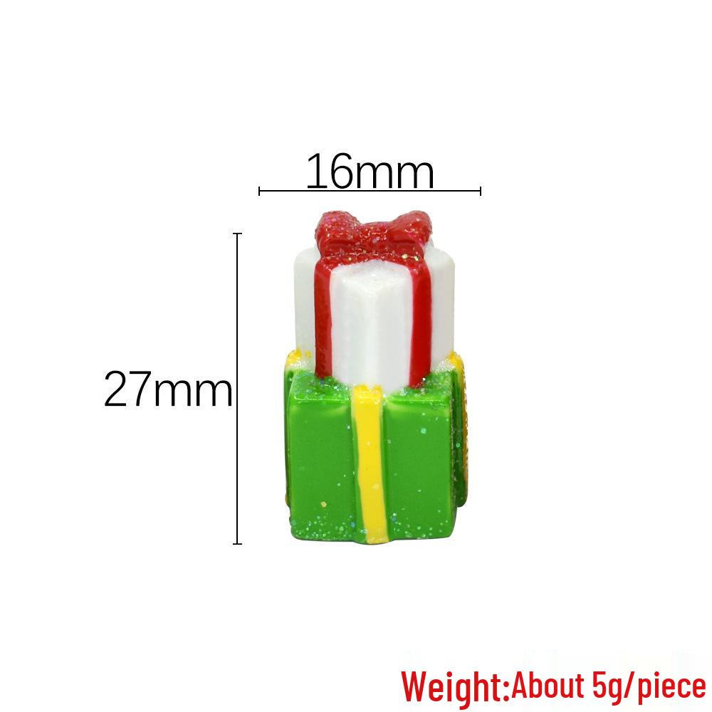 Mini Christmas Tree Resin Ornaments - Red & Green Gift Bag Set