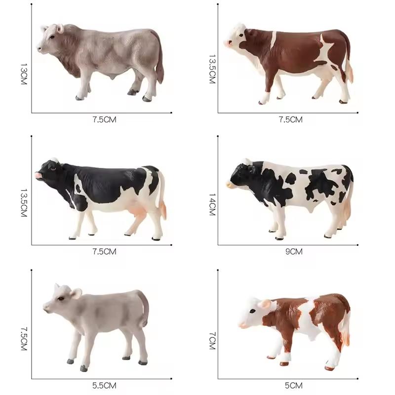 Simulation Cute Farm Animals Milk Cow Cattle Calf Angus Bull OX Buffalo Model Action Figures Educational Cute Toy Kid Gift