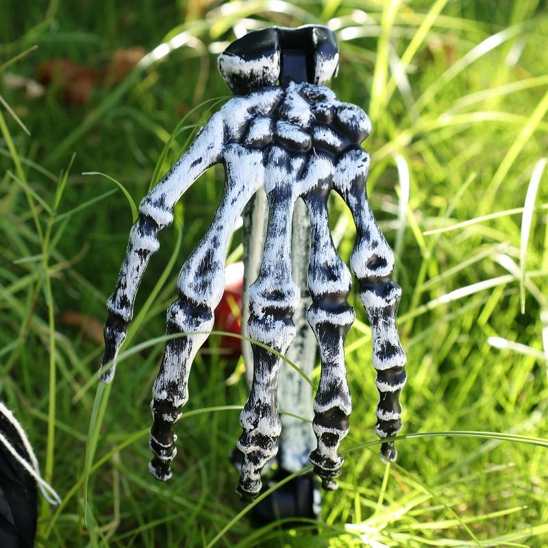 45x10cm Halloween Realistic Plastic Hand Bones with Ground Stakes Pair Indoor Yard Garden Haunted House Party Decoration Prop