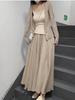 Women's High-End Retro Ice Silk Midi Skirt - Cotton, Linen, Slimming Fit, Large Hem, Floor-Length, Spring/Summer 2026