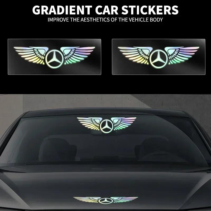 Colorful Reflective Laser Angel Wing Styling Car Trunk Door Stickers For Mercedes Benz B/C/E/S Class A Class C200L GLC GLE CLA A1