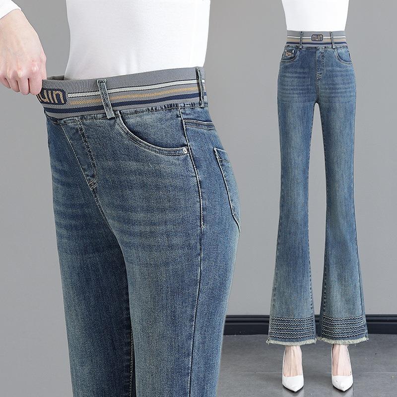 Pantalones acampanados de talle alto y adelgazantes con forma de herradura para mujer en tallas grandes