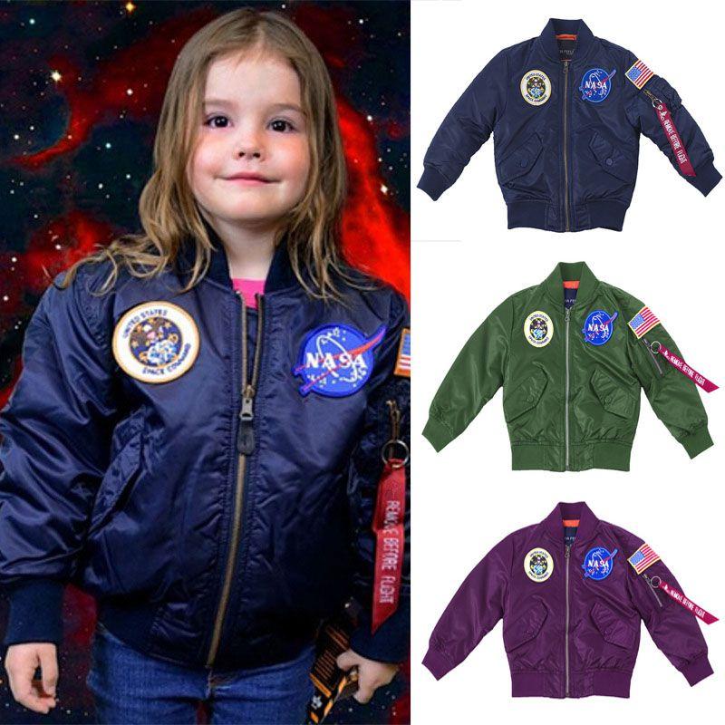 Prémiová kvalita dětské bundy bomber Nasa s klasickým pilotním designem Ma1