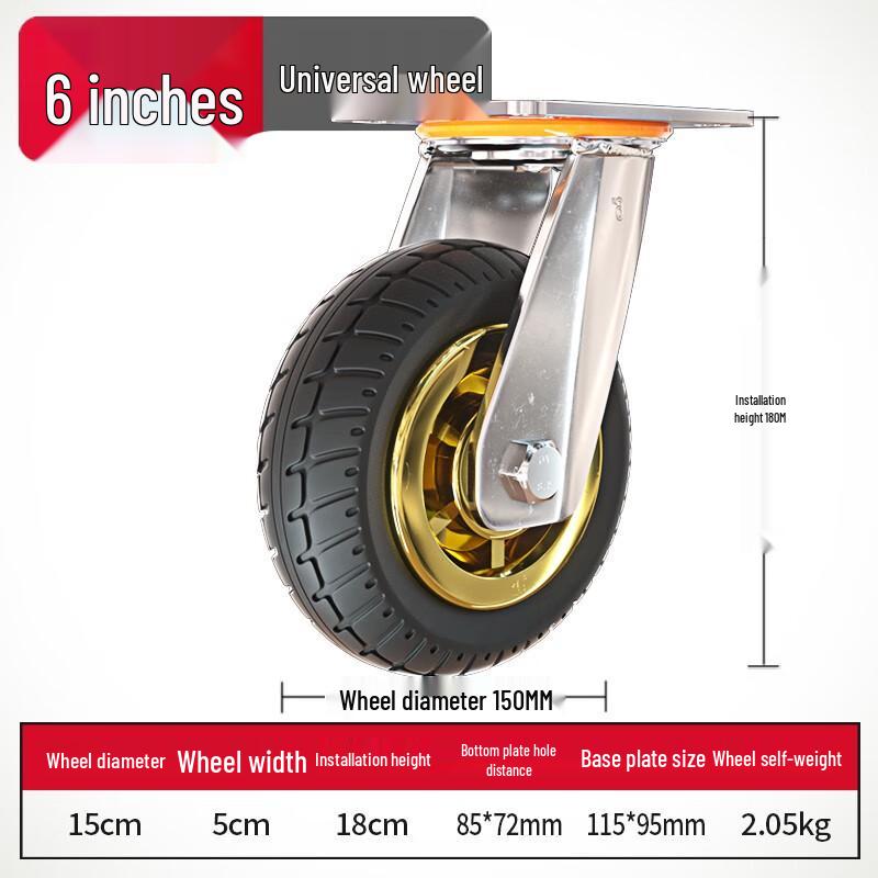 6-inch Heavy Duty Rubber Swivel Caster Wheel