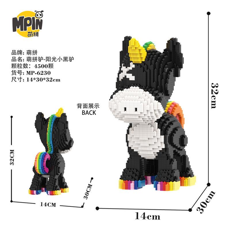 Kreativní Stavebnice Los Medvěd Panda Osel Model Spojování Kreslený Králík Kostky Zvířecí Figurka Hračky Pro Děti Vánoční Dárek