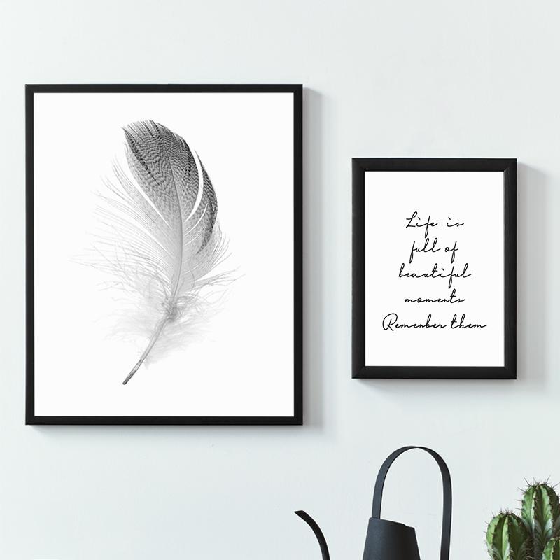 Text Feather Minimalist Canvas Wall Art Print Poster Decorative Nordic Black White Pictures Modern Paintings for the Living Room