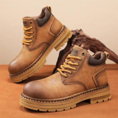 Nieuwe Heren Casual Hoge Laarzen, Antislip en Slijtvaste Dikke Zool Hoogteverhogende Schoenen, Straat Retro Werklaarzen