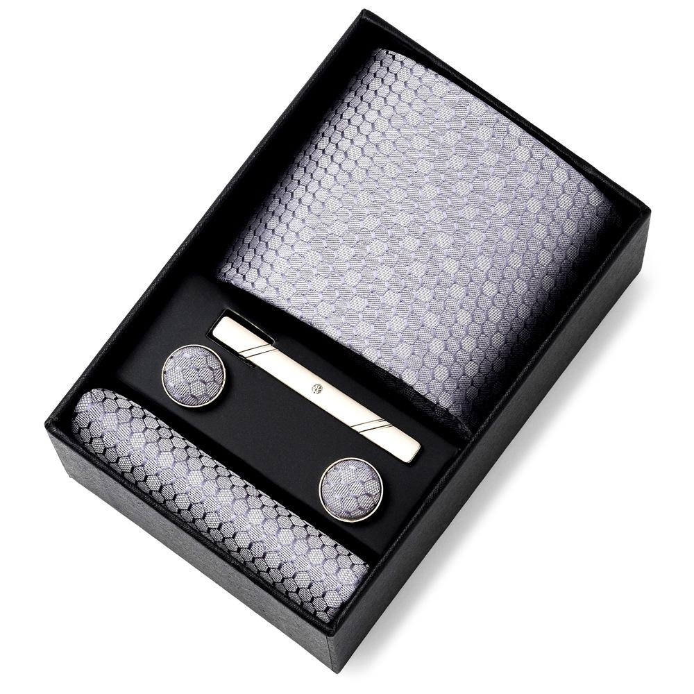 Men'S Tie Net Color Striped Jacquard Yarn Business Professional Tie Set Men'S Gift Box