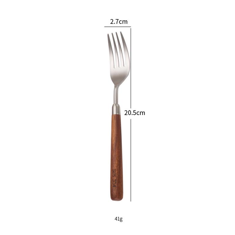 Walnut Stainless Steel Kitchen Sets, Steak Knife, Fork, Spoon, High-End Practical Restaurant Sets, 5Pcs, 304