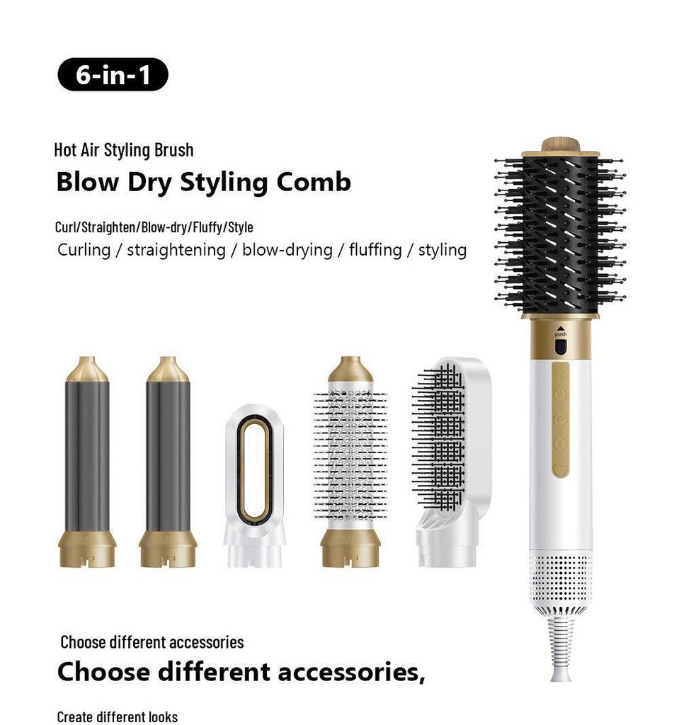Zes-in-één Hoge Snelheid Hete Lucht Borstel: Multifunctionele Krul- & Stijltang Haardstyling Set