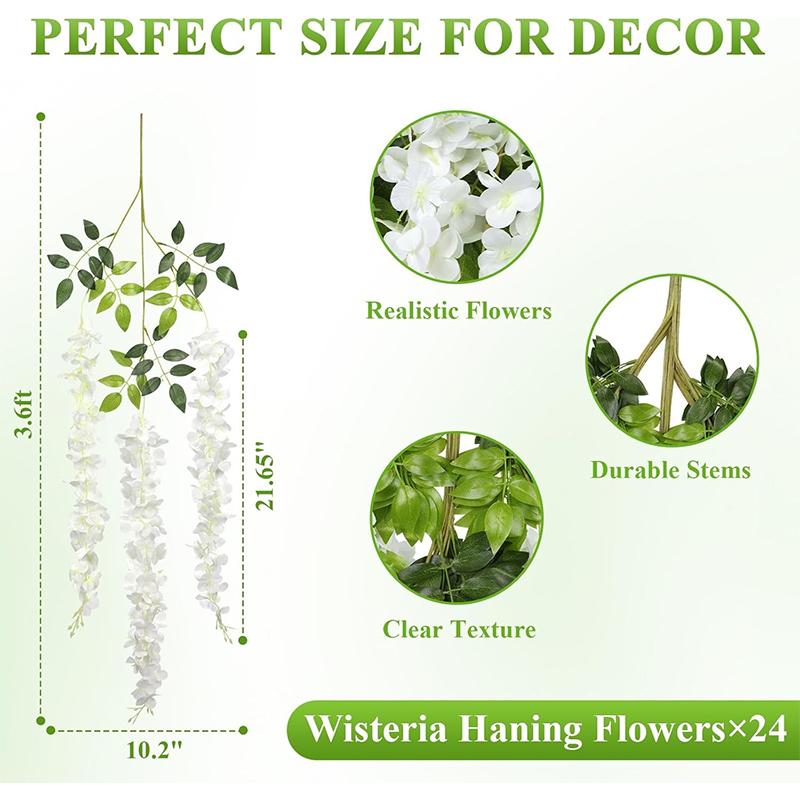 1/3/5/12Pcs Artificial Flowers Silk Wisteria Vine Fake Silk Hanging Flower for Wedding Party Garden Outdoor Home Wall Decoration