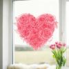 Valentine Day Pink Flower Heart Static Cling Window Sticker for Home Decor Bedroom Living Room Study Festival Decoration